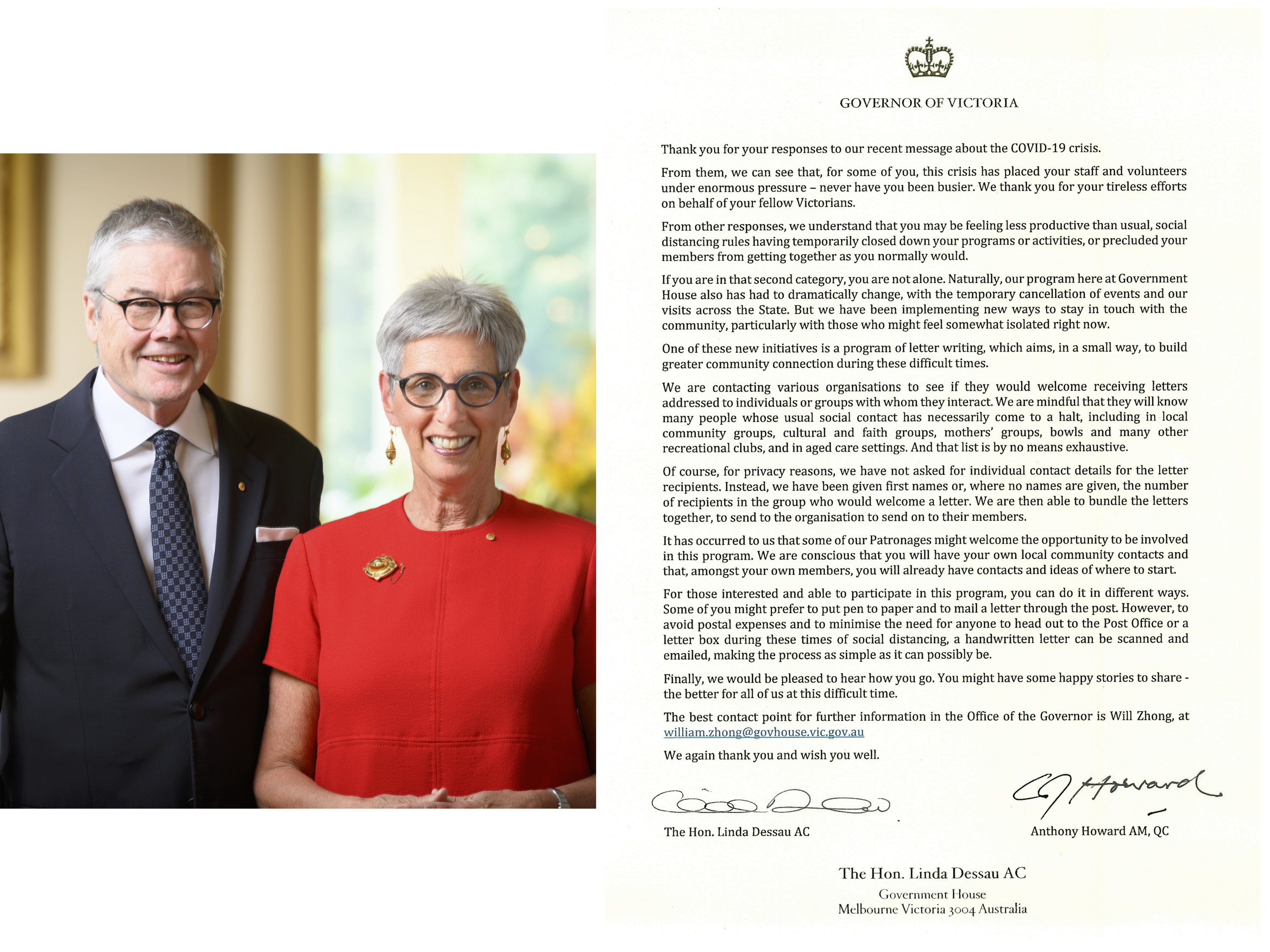 Message from our Patron, The Hon. Linda Dessau AC Governor of Victoria